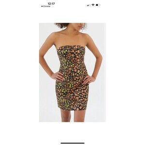 URBAN OUTFITTERS Sleeveless Black Floral Brocade Mini Dress